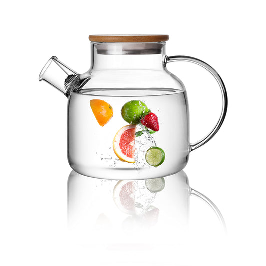 CnGlass Glass Teapot Stovetop Safe,1200ML/40.6oz Clear Teapots with Removable Filter Spout,Teapot for Loose Leaf and Blooming Tea 1200ml/40.6oz