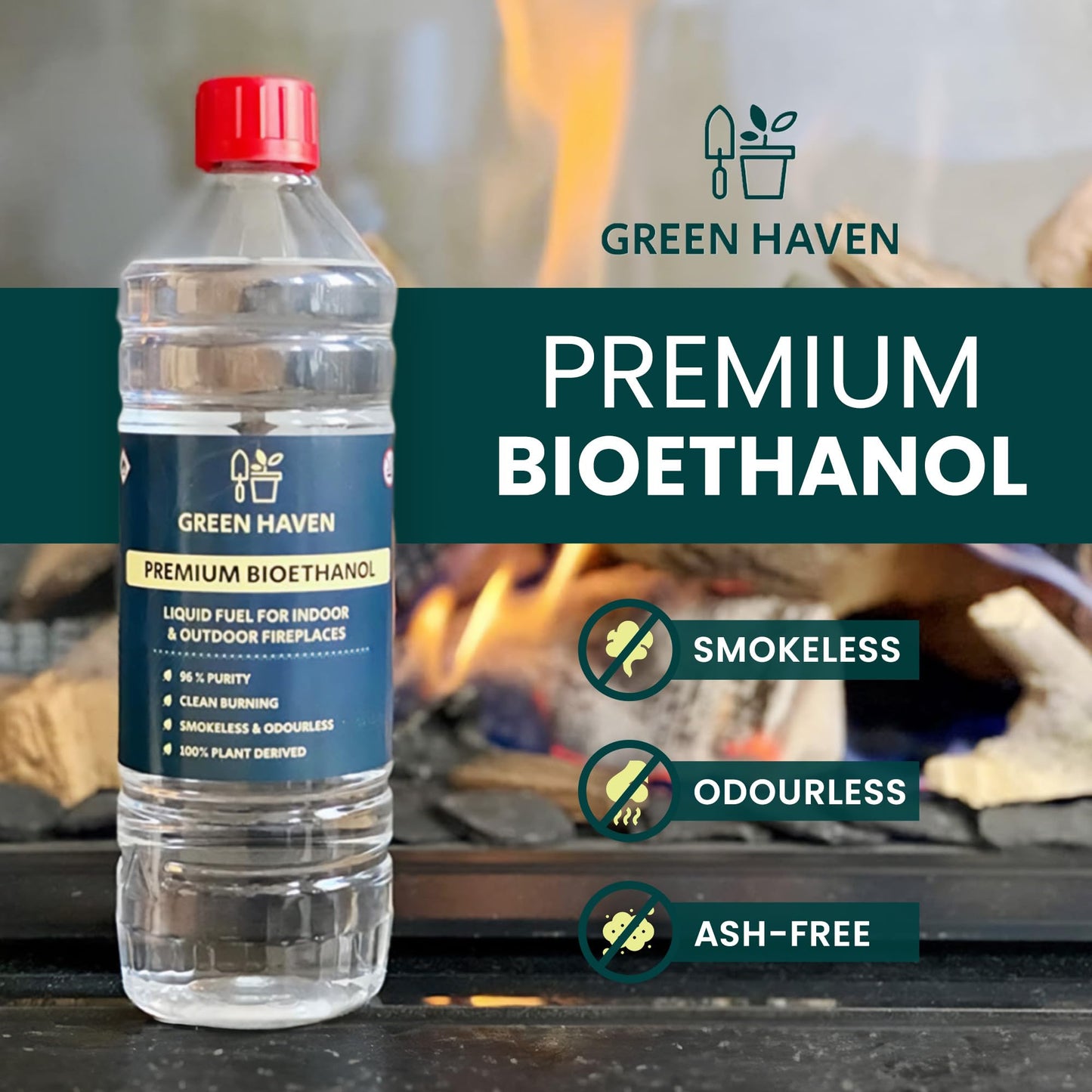 GREEN HAVEN 6L Premium Bioethanol Fuel for Fireplace – Bio Ethanol Liquid Fuel for Fires Pits | High Purity Clean Burning Bioethanol Fuel | Bioethanol Fuel Liquid for Indoor and Outdoor | Bio Fuel 6 Litre