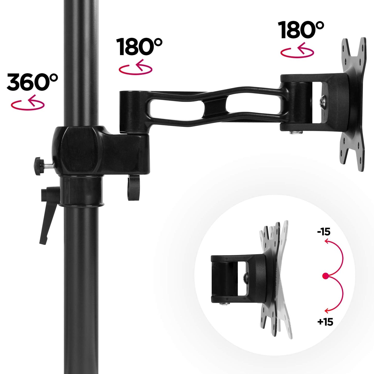 Duronic Dual Screen Monitor Stand DM35V2X2 | Double/Twin PC Desk Mount | Aluminium | For Two 13-27 Inch LED LCD Screens | VESA 75/100 | 8kg Per Screen | Tilt -15°/+15°,Swivel 180°,Rotate 360° DM35V2 Dual Vertical