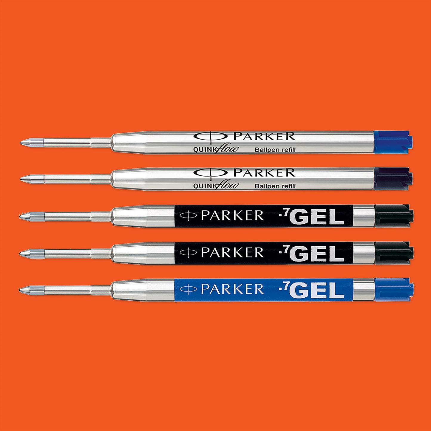 Parker Jotter Originals Ballpoint Pen | Classic Black Finish | Medium Point | 2 Ballpoint & 3 Gel Refills | Blue & Black Ink | 6 Count