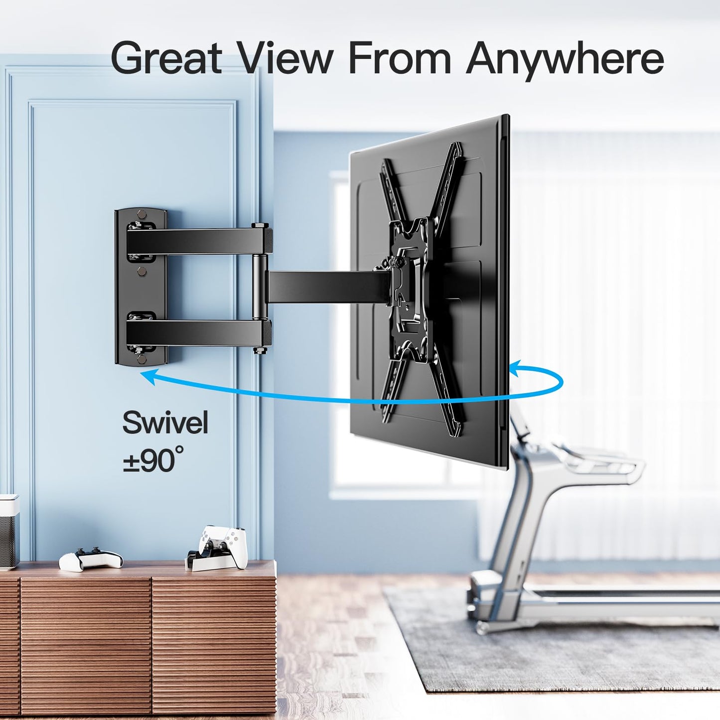 PERLESMITH TV Wall Mount, Swivels Tilts Extends Heavy Duty TV Wall Bracket for 26-60 inch Plasma & Curved TV up to 35kg Max VESA 400x400mm