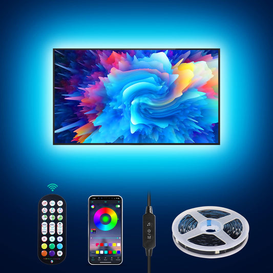 Daymeet TV Led Lights, Led Lights for TV Led Backlight 4M USB TV Led Light Strip for 55-75 inch TV Monitor Behind Lighting RGB Color Changing Led TV Lights with Remote Music Sync APP Control Solid Color 4M for 55"-75" TV