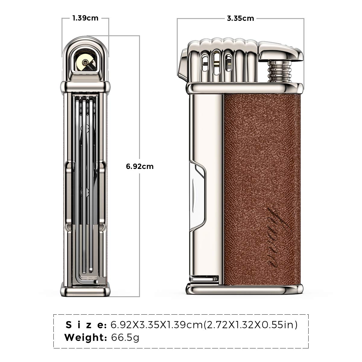 Tobacco Pipe Lighter for Smoking with Metal Tools Angled Soft Flame Butane Gas Refillable Gift for Men Smokers (Sold without Gas)