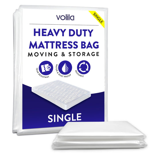 volila Single Mattress Bag - Waterproof Mattress Bags for Storage 225 x 120 x 30cm (92.5gms) - Reusable Mattress Bags for Moving, Cover to Protect your Bed from Pest Damage, Stain, and Dust