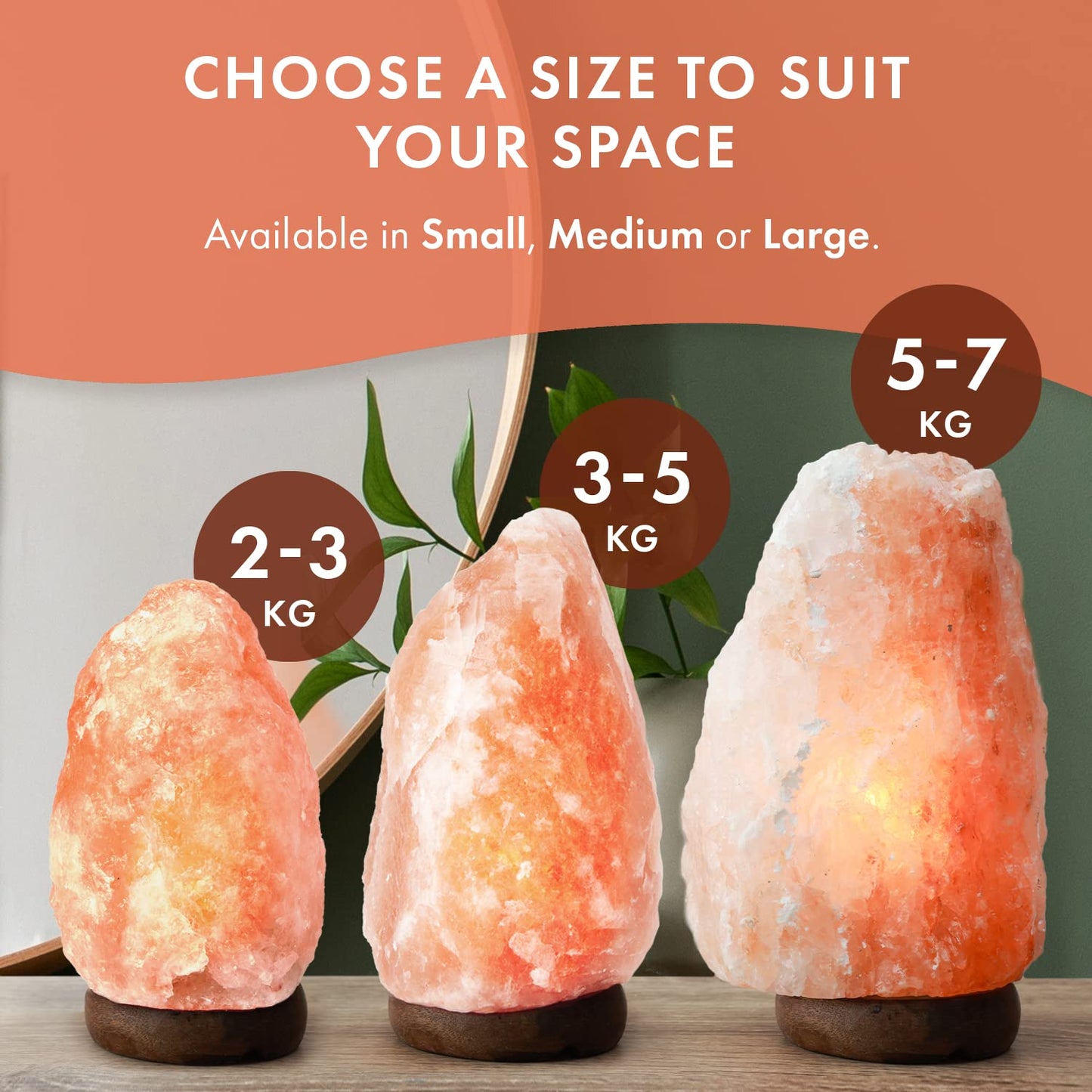 The Body Source Himalayan Salt Lamp (3-5kg) with Dimmer Switch - All Natural and Handcrafted with Wooden Base 3-5 KG