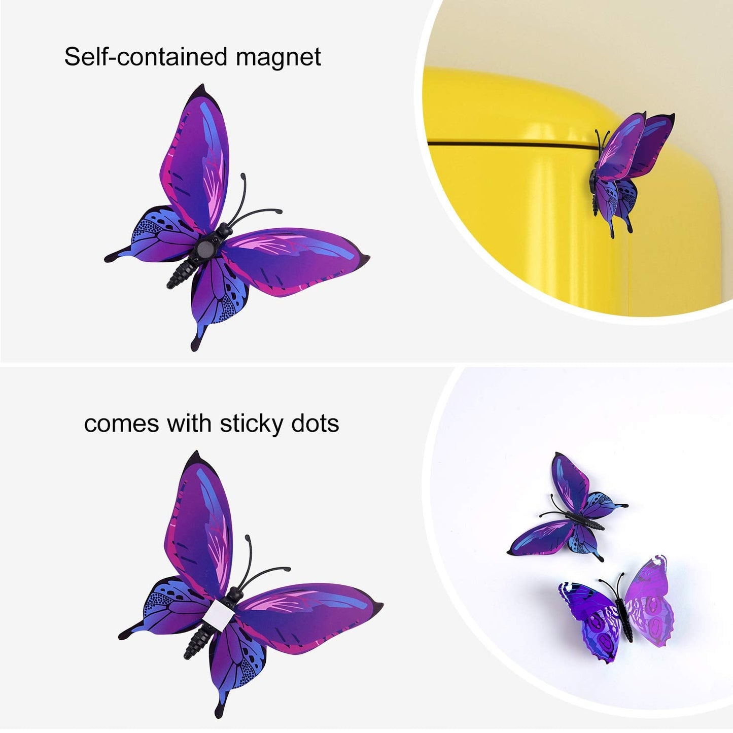 TUPARKA 36 Pieces 3D Butterfly Wall Stickers Wall Butterflies Girls Bedroom Accessories Multi-Color Optional (Purple) Purple