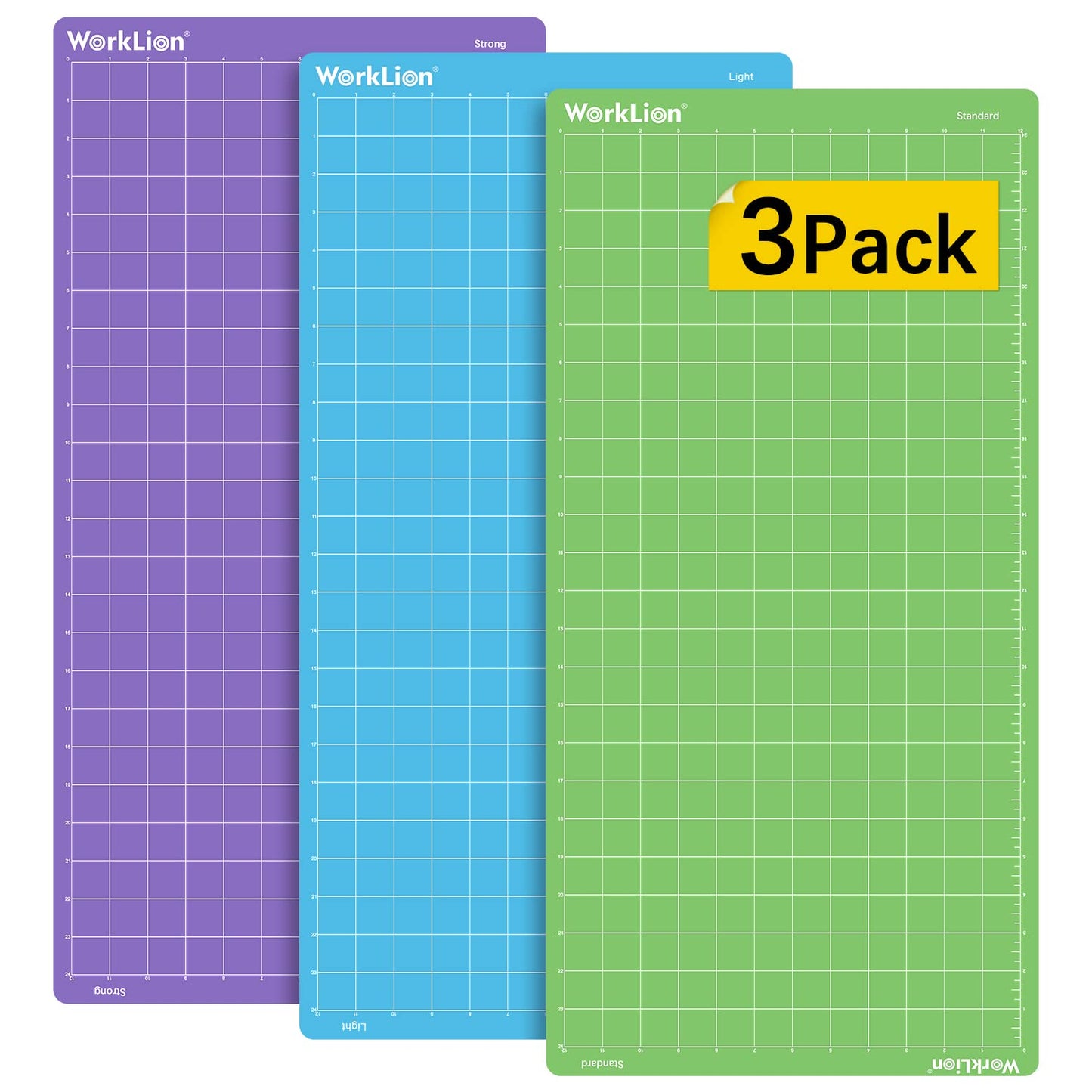 WORKLION Cutting Mat 12x24 for Cricut: Cricut Explore One/Air/Air 2/Maker Variety Adhesive Sticky StandardGrip,LightGrip,StrongGrip Non-Slip,Durable Mat - Accessories for Cricut Purple/Green/Blue 12x24 Inch