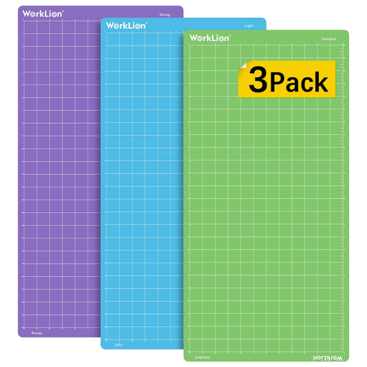 WORKLION Cutting Mat 12x24 for Cricut: Cricut Explore One/Air/Air 2/Maker Variety Adhesive Sticky StandardGrip,LightGrip,StrongGrip Non-Slip,Durable Mat - Accessories for Cricut Purple/Green/Blue 12x24 Inch