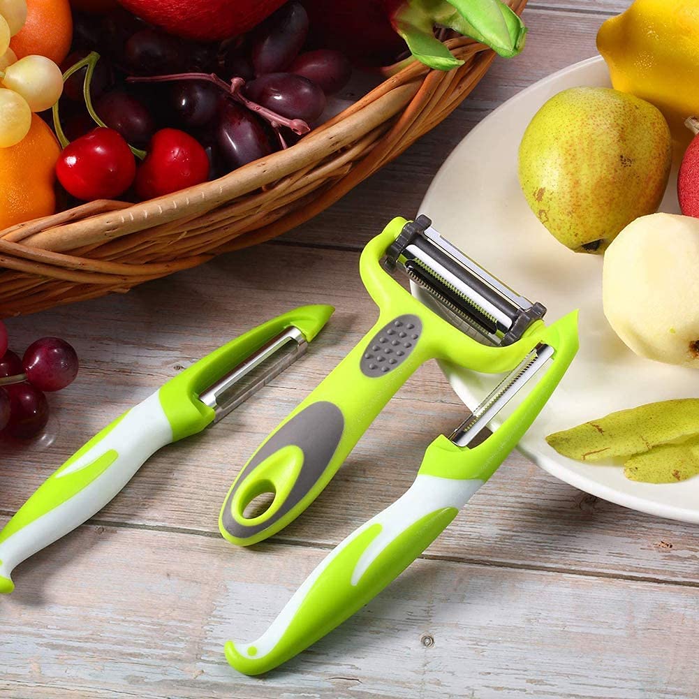 Potato Peeler for Kitchen, julienne Vegetable Peeler,3 Pieces Stainless Steel Professional Peelers, Non-Slip, Suitable for Peeling for Potato, Apples, Carrots, Cucumber and Various Veg and Fruits