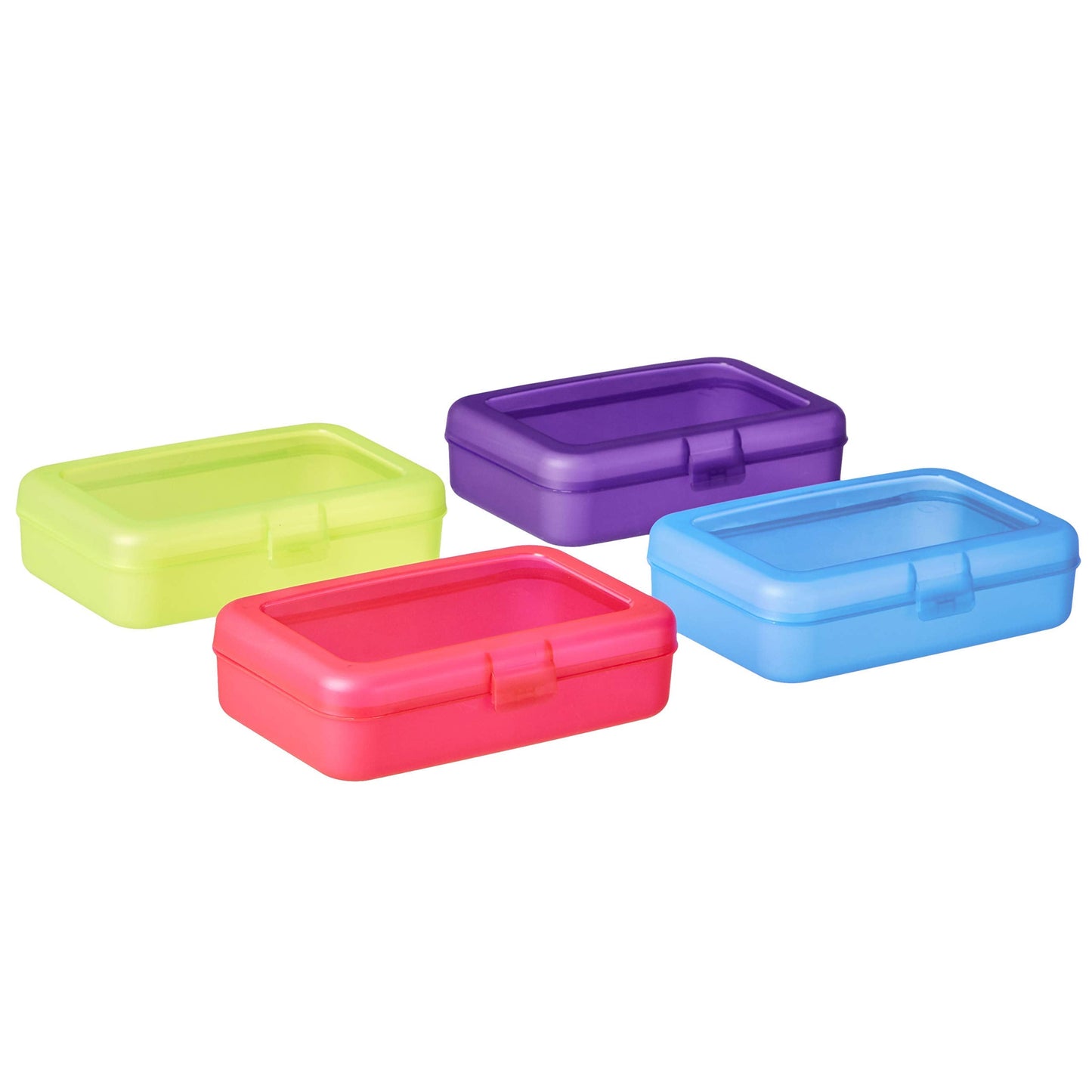 Amazon Basics Pencil Box, Pack of 4, Multi-Color, Solid