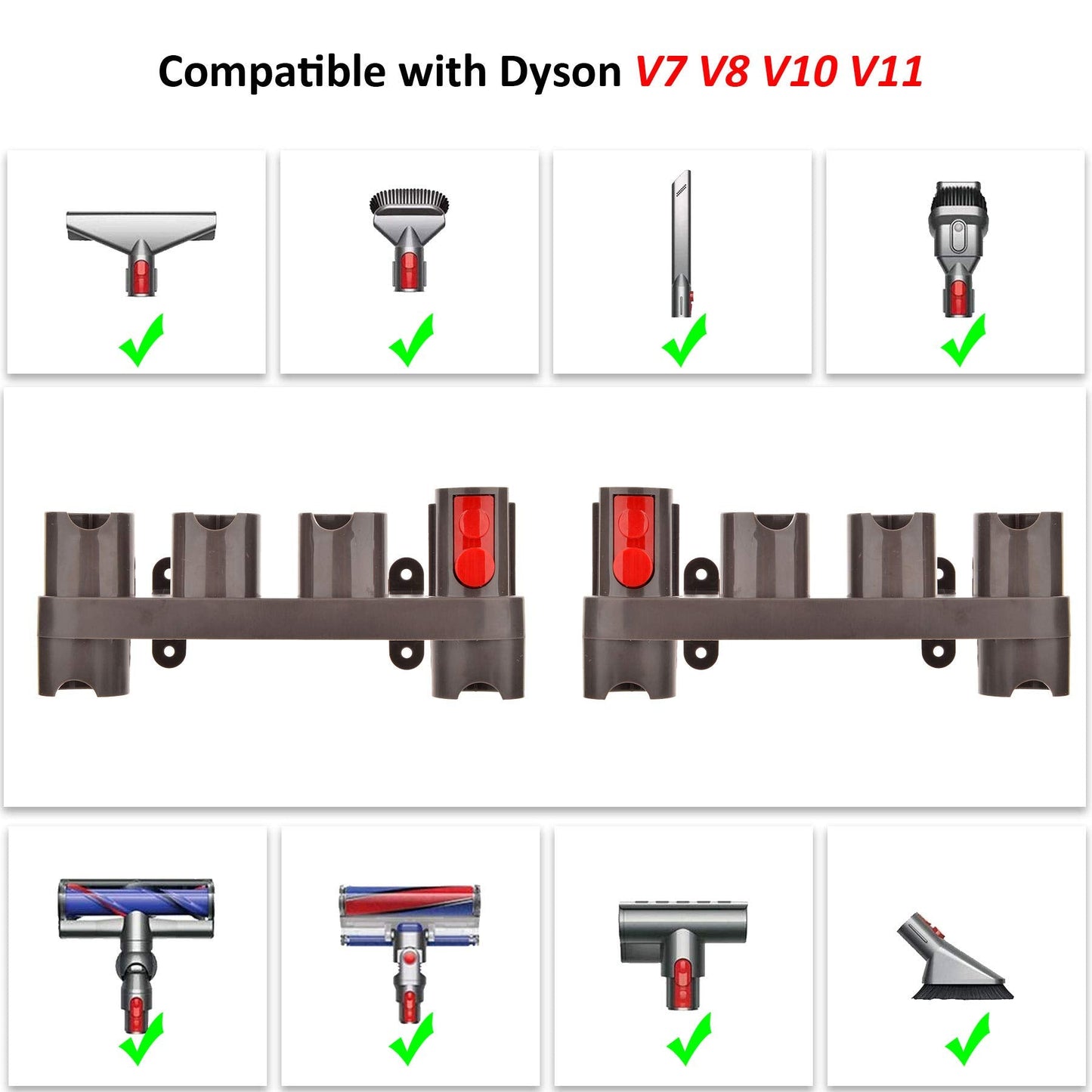 RTop Docking Station Accessory Holder Attachments Organizer for Dyson V11 V10 V8 V7 SV10 SV11 Vacuum Cleaner Accessories Tools (2 Pack, 10 Storage Sockets) A - Support d'accessoires