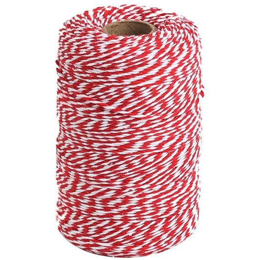 Tenn Well Red and White Twine, 200m Cotton Bakers Twine String Perfect for Kitchen Cooking, Baking, Butchers, DIY Crafts, Wrapping