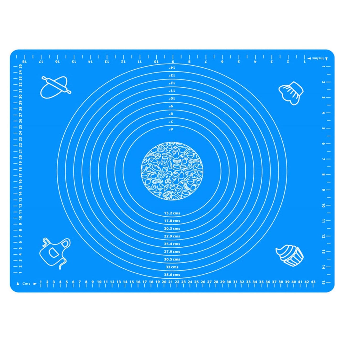 19.7''x15.8'' Non-Stick and No-Slip Silicone Baking Pastry Mat 50x40cm Fondant Mat Dough Rolling Mat with Measurement BPA Free (Blue) Blue 50x40