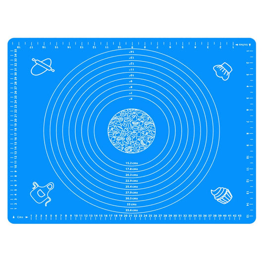 19.7''x15.8'' Non-Stick and No-Slip Silicone Baking Pastry Mat 50x40cm Fondant Mat Dough Rolling Mat with Measurement BPA Free (Blue) Blue 50x40