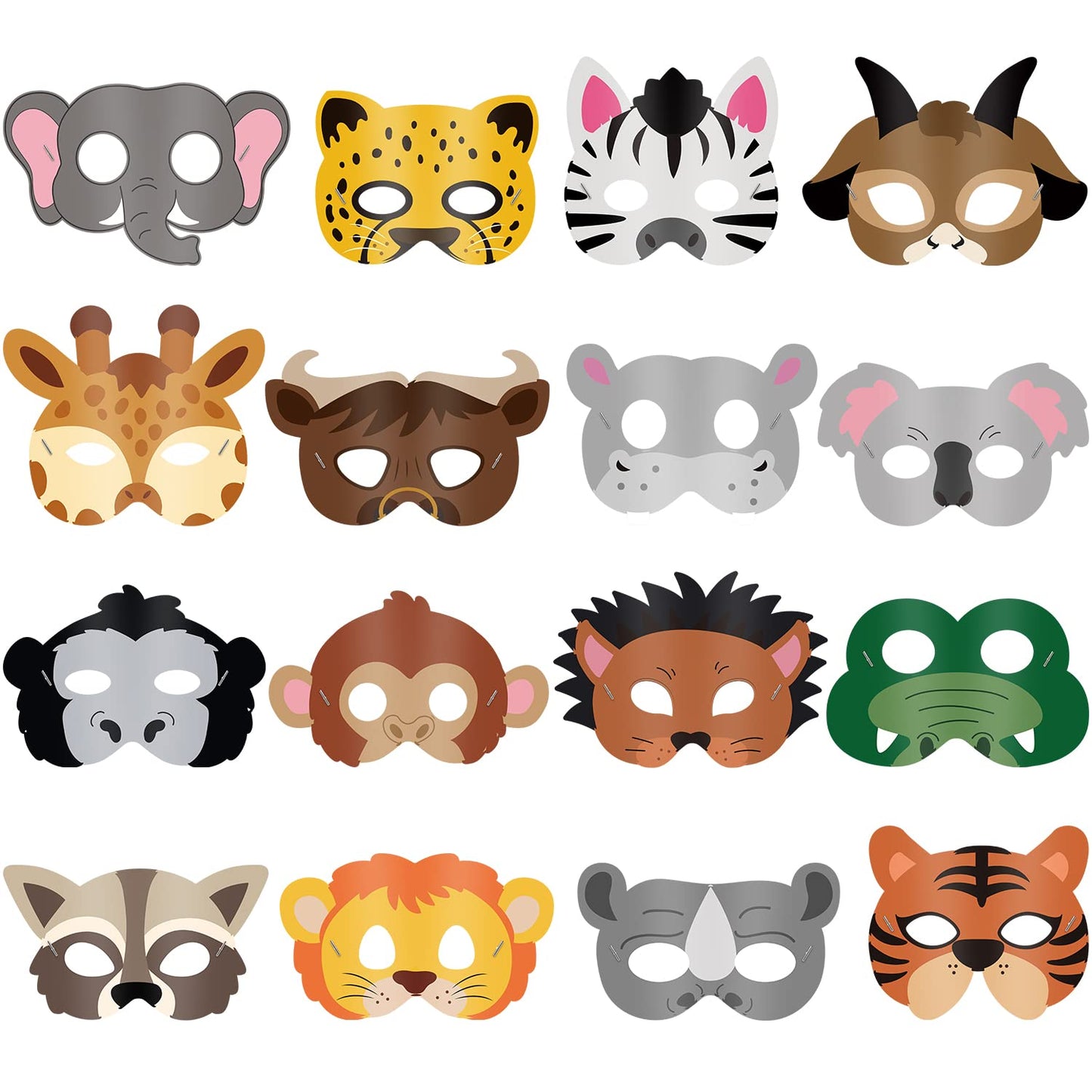 Blulu 16 Piece Animal Masks Animal Costume Party Favors with 16 Different Animal Face for Petting Zoo Farmhouse Jungle Safari Theme Birthday Party Halloween Masks Dress-Up Party Supplies