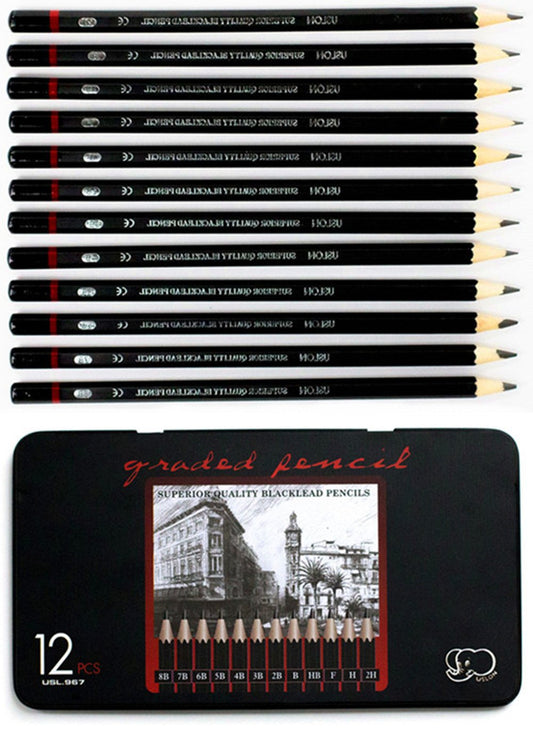 YSLON Professional Sketch and Drawing pencils set,Art Pencil(8B-2H). (12-Count) 12