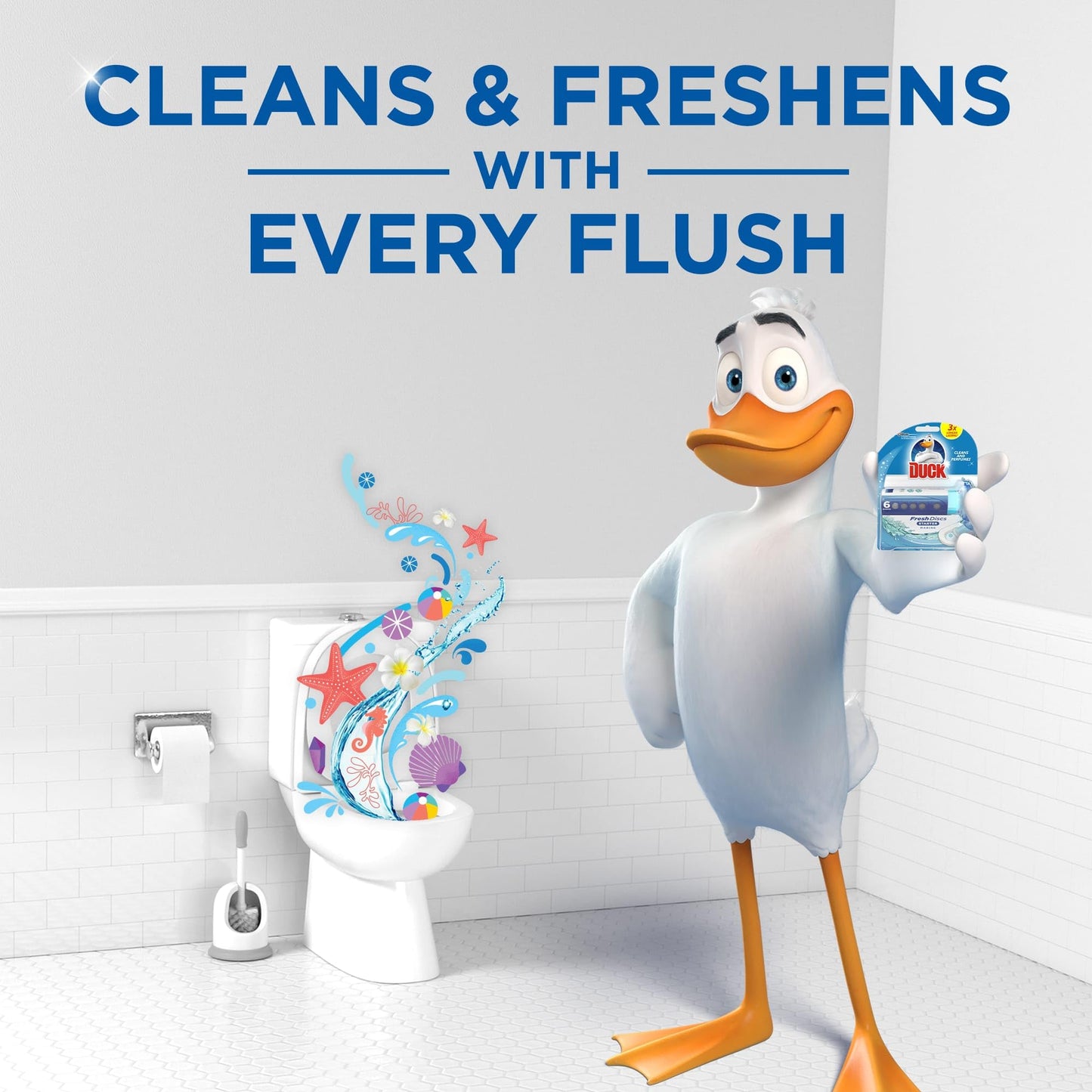 Duck Fresh Discs Toilet Cleaner Starter Kit, Sanitising & Descaling Toilet Bowl Gel, Kills Germs and Bacteria, Marine, Pack of 5 (5 x 36ml)