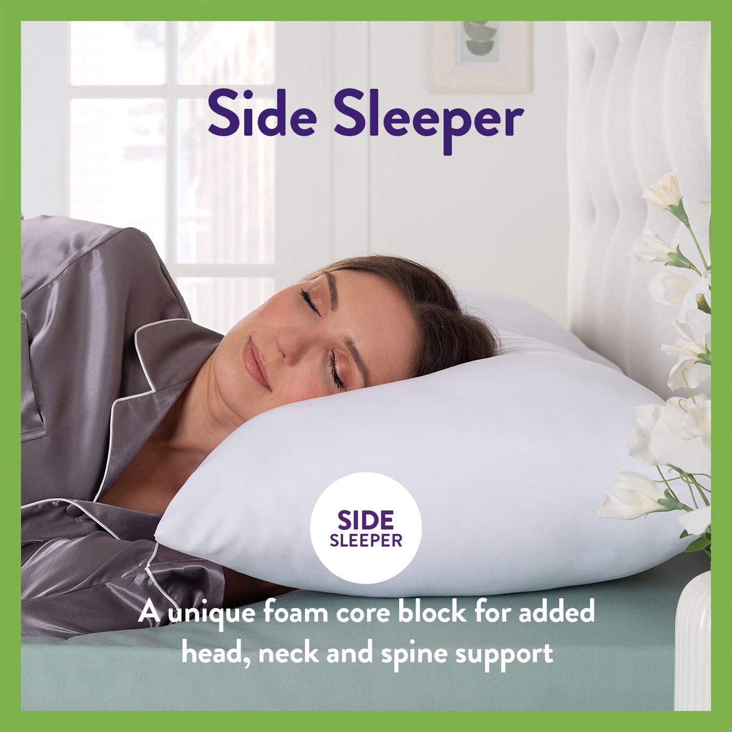 Slumberdown Anti Allergy Super Support Pillows 4 Pack - Firm Support Side Sleeper Pillows for Neck and Shoulder Pain Relief - Supportive, Hypoallergenic, UK Standard Size (48cm x 74cm) 4 Count (Pack of 1)