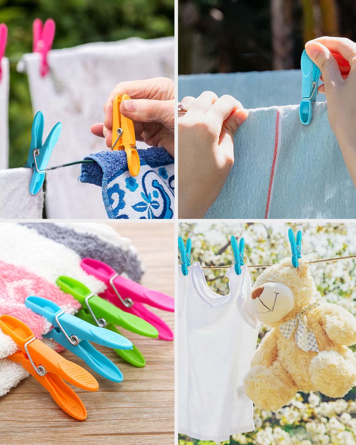 Vidence Clothes Pegs, 50 Pcs Durable Clothes Pegs for Washing Line with 5 Colors, Non-Slip Laundry Pegs with Strong Spring, Washing Line Pegs Fit for Washing Line, Food Bags, Photos. S Multiple