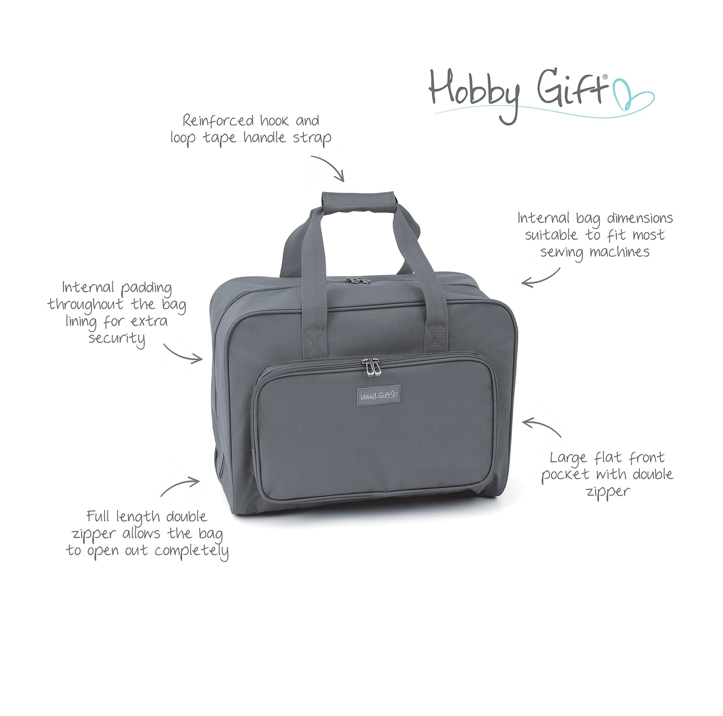 Hobby Gift Exclusive Medium Sewing Machine Bag, Grey, 47 x 21 x 33 cm