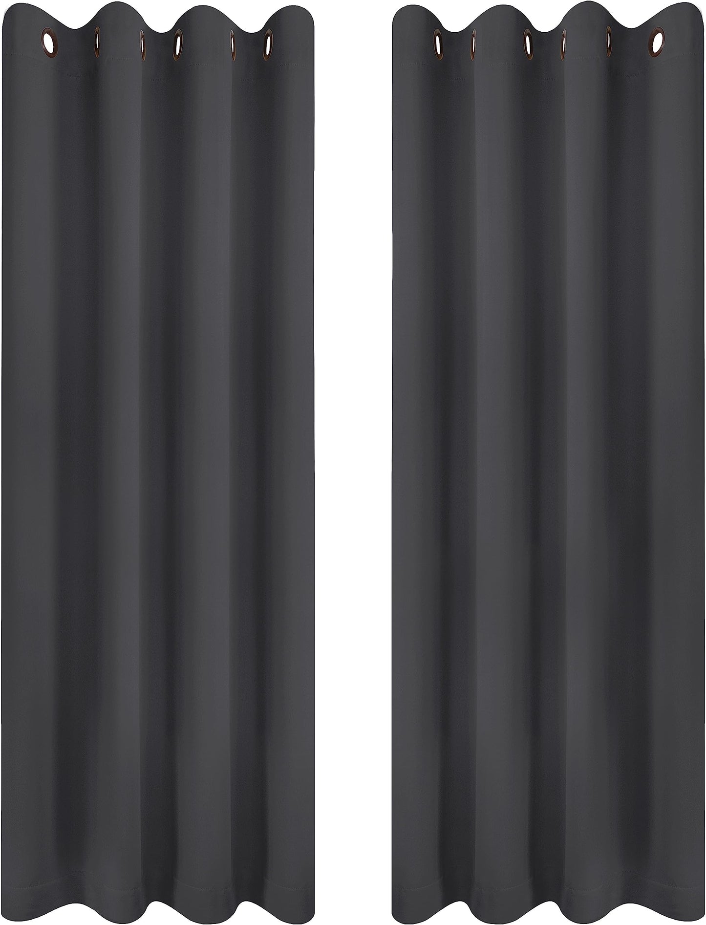 Utopia Bedding Blackout Curtains Grommet Thermal 2 Panels Drapes [Grey, 46 x 72 Inches] Sound Insulated Curtain for Bedroom and Living Room (117x183 cm) W46 x L72 Inches (117 x 183 cm) Gray