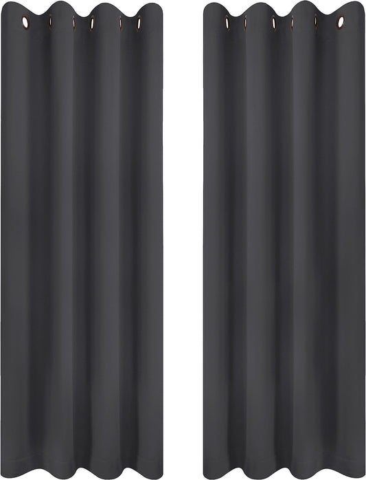 Utopia Bedding Blackout Curtains Grommet Thermal 2 Panels Drapes [Grey, 46 x 72 Inches] Sound Insulated Curtain for Bedroom and Living Room (117x183 cm) W46 x L72 Inches (117 x 183 cm) Gray