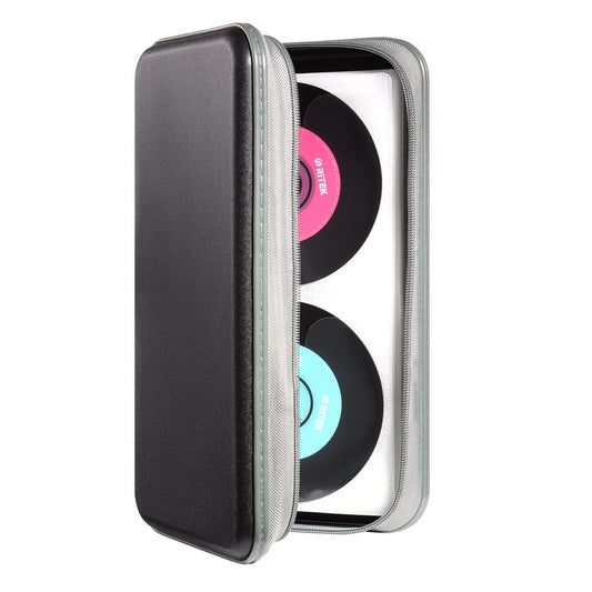 DVSICK CD Case Holder,Portable CD/DVD Case Hard Plastic Case Holder CD Organizer Wallet Protective DVD Storage (Black) Black