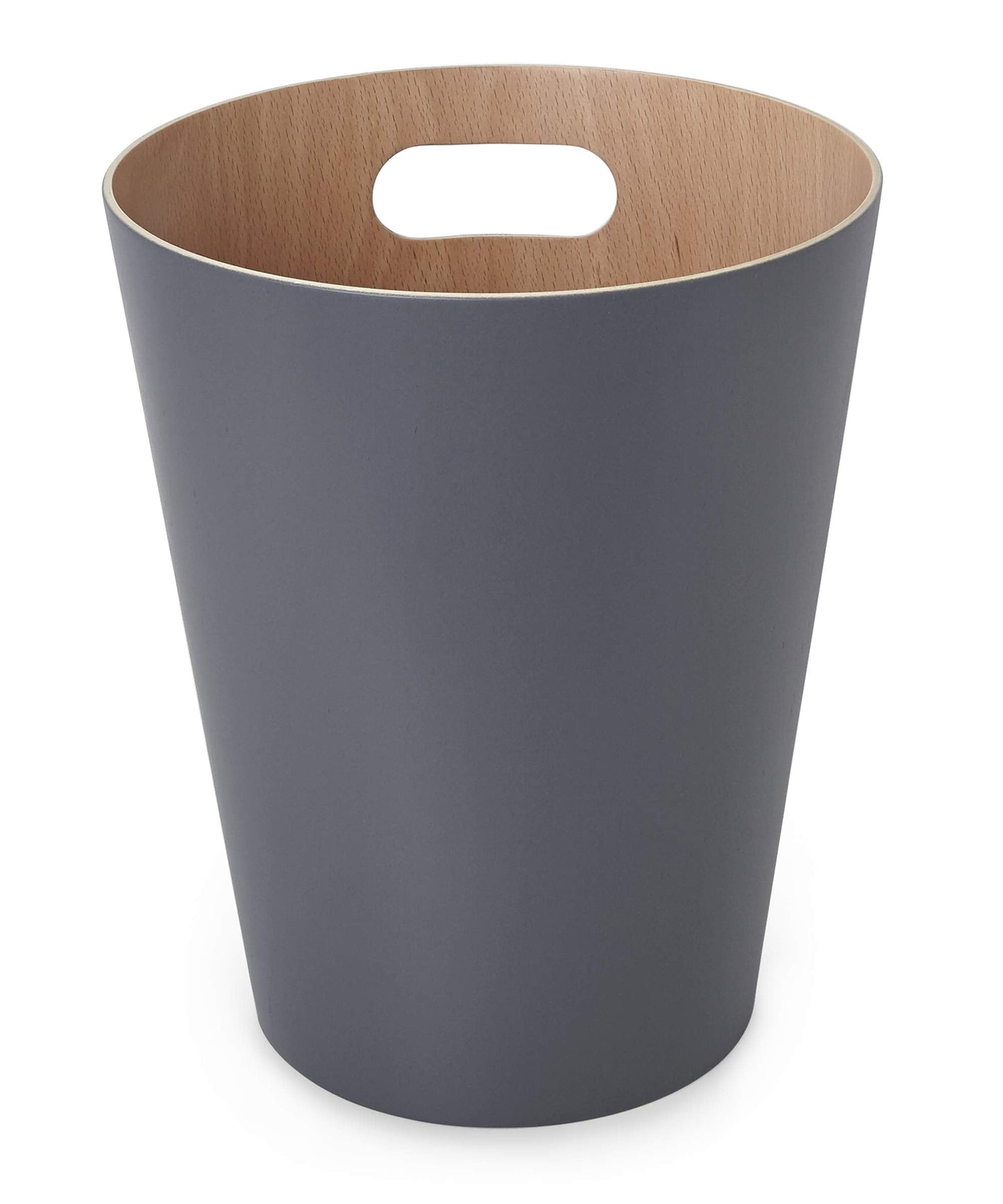 Umbra Woodrow 2 Gallon Modern Wooden Trash Can, Wastebasket, Garbage Can or Recycling Bin for Home or Office, Natural/Charcoal