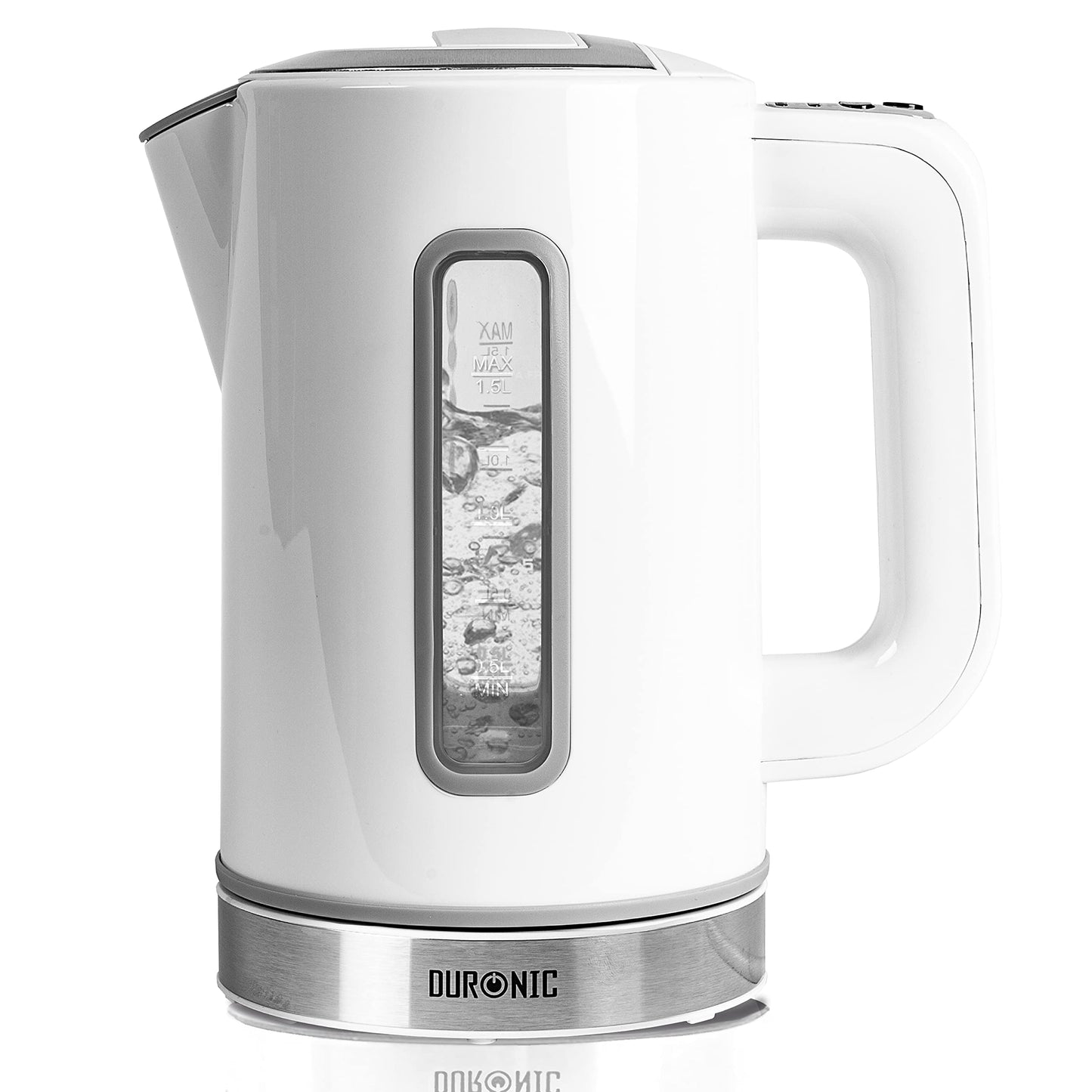 Duronic Electric Kettle EK30 WE | White 1.5L Fast Boil Kettle | Eco 3000W Variable Temperature Control | Keep Warm Function | Energy Efficient | Insulated Cool Touch | Cordless 360 Base | Multi-Use