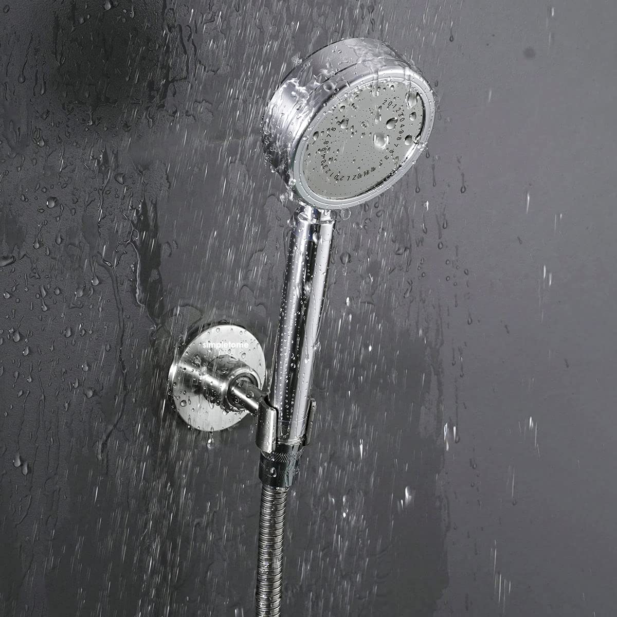 simpletome Shower Head Holder Adhesive Adjustable Bracket Wall Mount SUS304 Stainless Steel (Silver) Silver