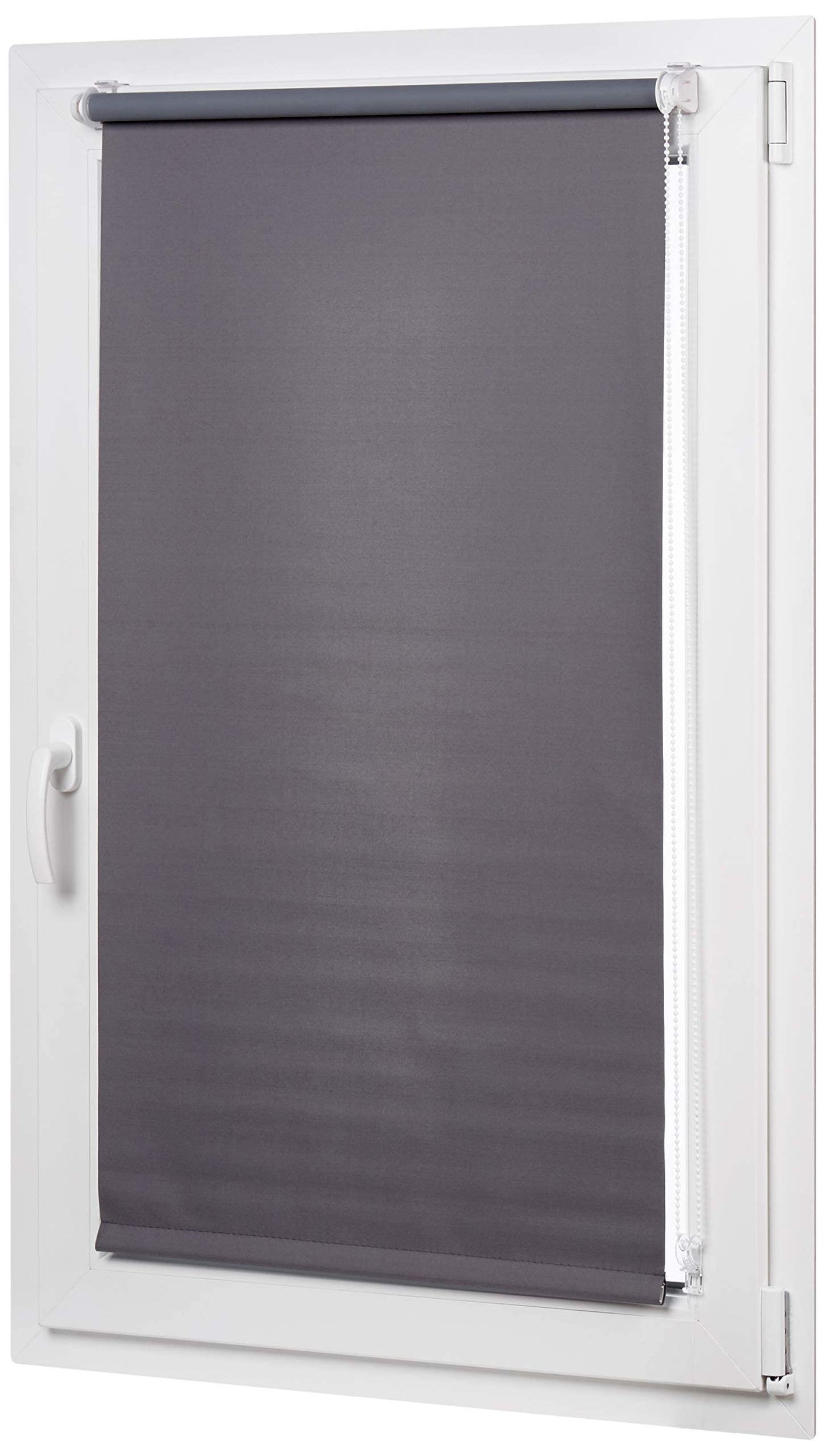 Amazon Basics Blackout rollo blind with matched colour coating 66 x 150 cm, Dark Grey