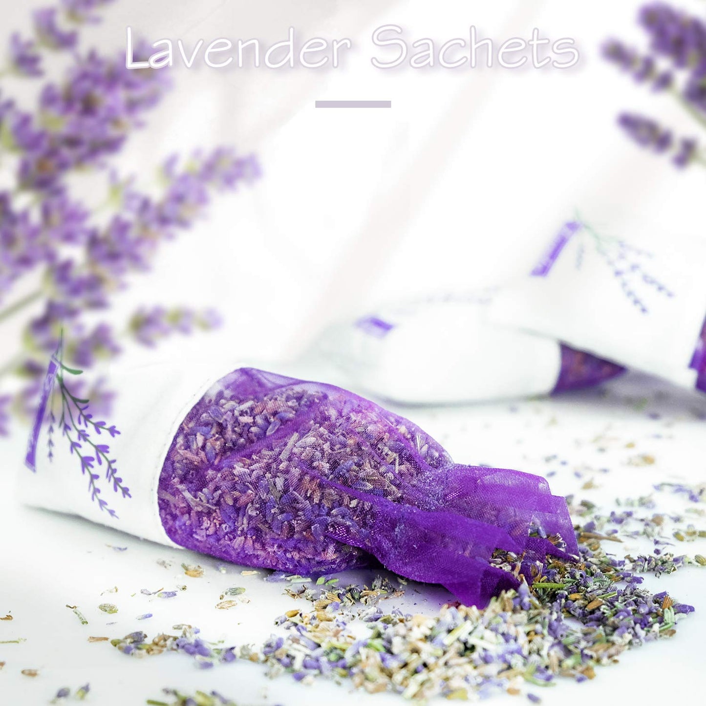 Dried Lavender Sachets, Lavender Bags, 8 x 30g Dried Lavender Flower Buds Sachets, Fragrance Bags, Home Fragrance Scented Sachets for Drawer Closets Car Wardrobes Bathrooms Purple-lavender