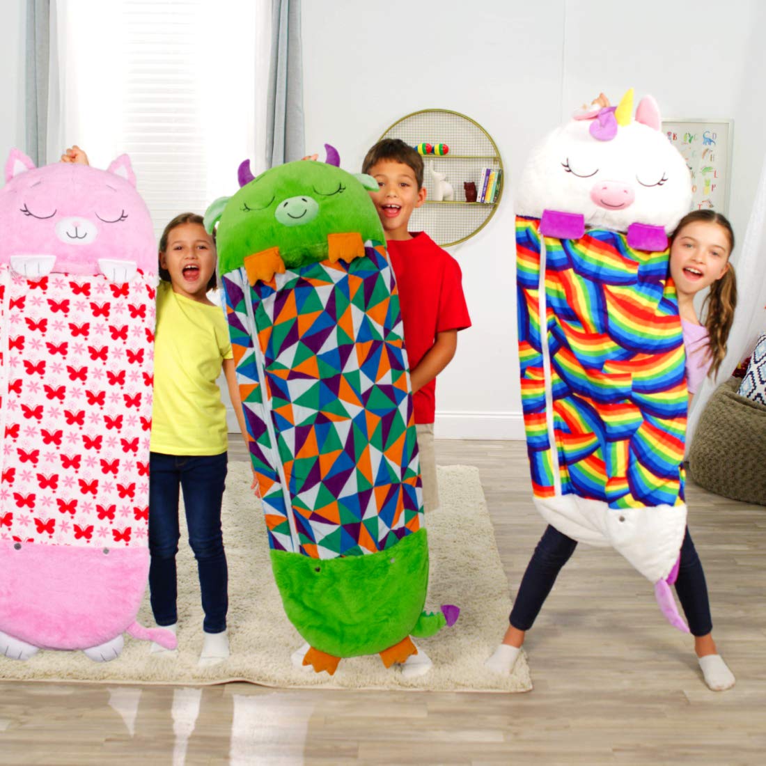 High Street TV Happy Nappers Sleeping Bags For Girls And Boys - Large & Medium Character Sleeping Bags And Play Pillows M Pink Kitty