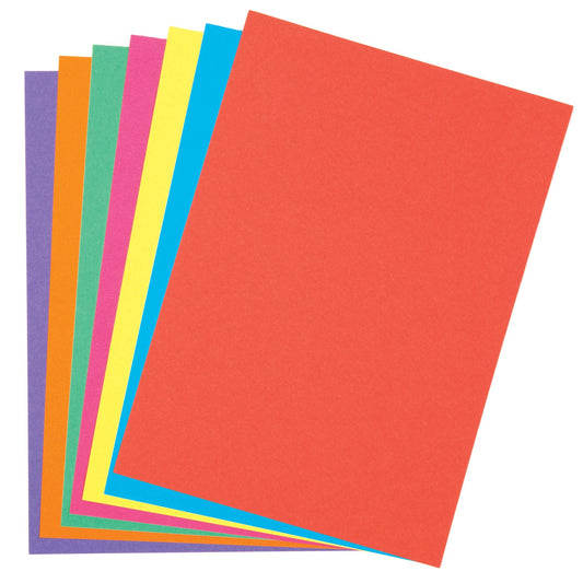 Baker Ross AV534 A5 Rainbow Coloured Card (220gsm), Perfect for Children's Art & Craft Activities, Collages, Model Making and More (Pack of 50), Assorted