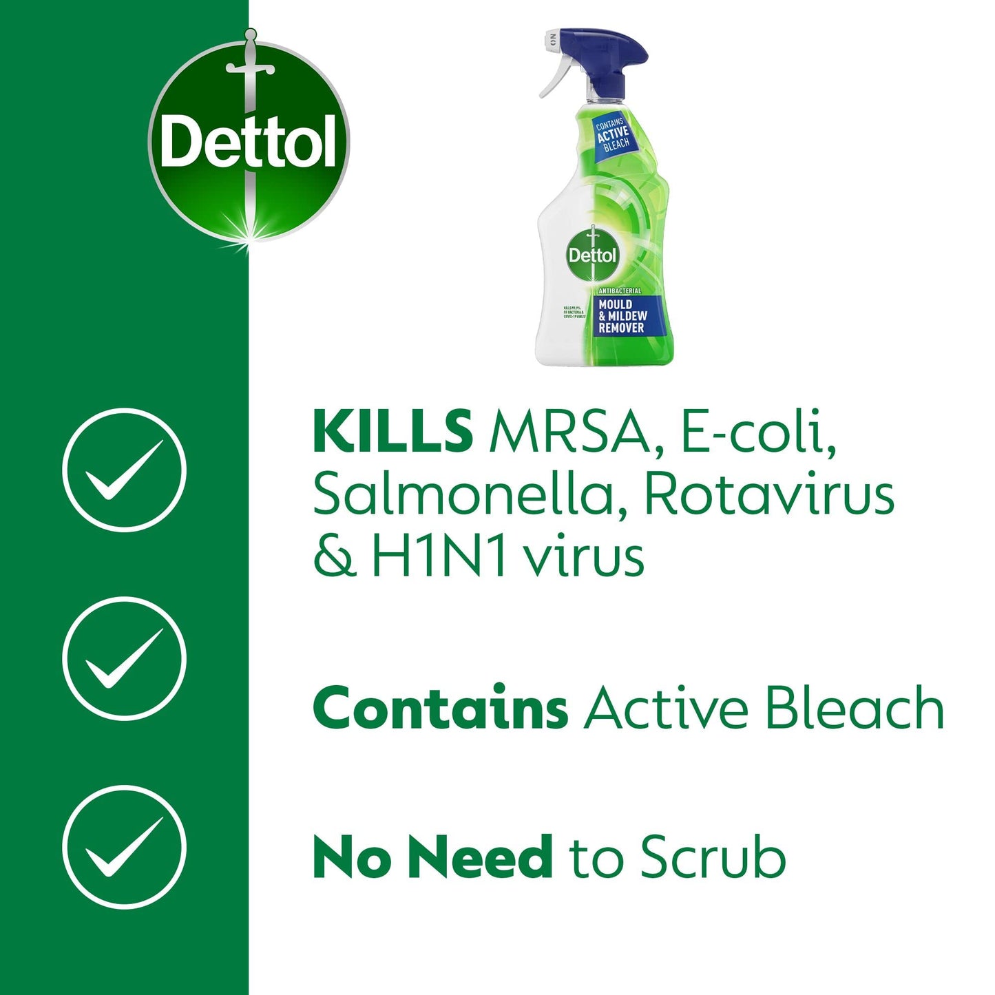 Dettol Antibacterial Mould Spray and Mildew Remover, Removes Ingrained Mould Stains from Walls, Tiles & Windows, Pack of 6, Total 4.5L