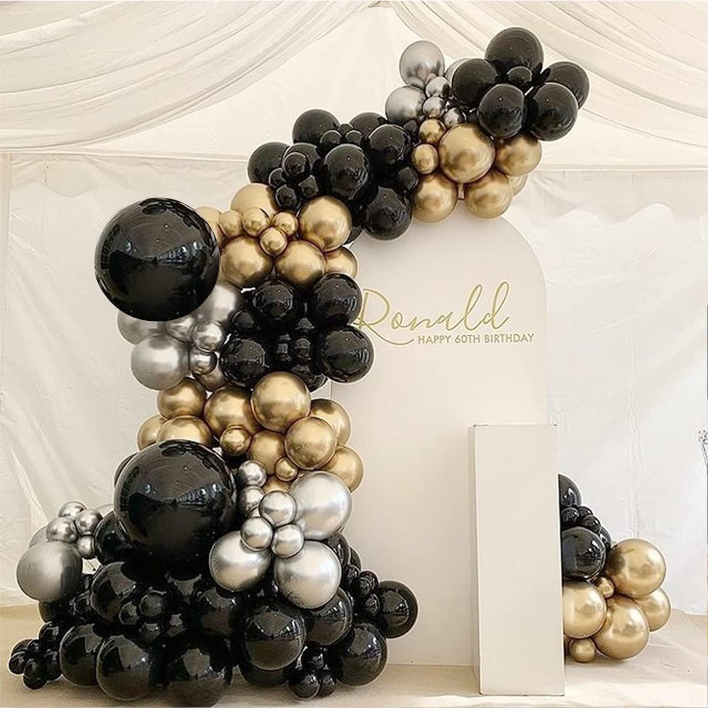 134pcs Balloon Arch Kit,Black Gold Balloons Arch,Black Gold Silver Birthday Balloons,Black Balloons Garland for Birthday Party Decorations Men Boys,Graduation,Wedding,Prom,Retirement,New Year Black Gold