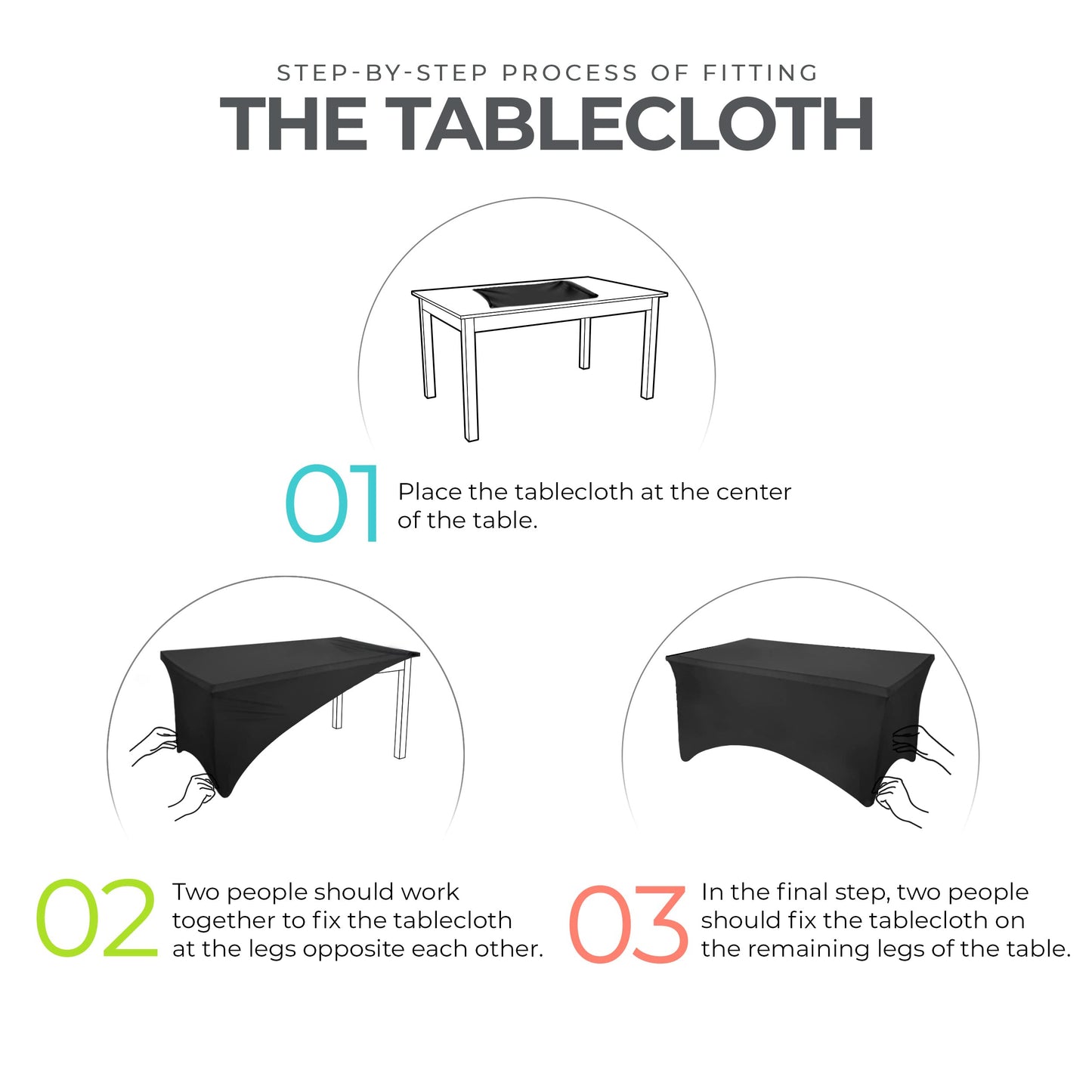 Utopia Kitchen Spandex Table Cloth 2 Pack [6FT, Black] Tight, Fitted, Washable and Wrinkle Resistant Stretch Rectangular Patio Table Cover for Event, Wedding, Banquet & Parties [183Lx76Wx76H] cm 6 feet