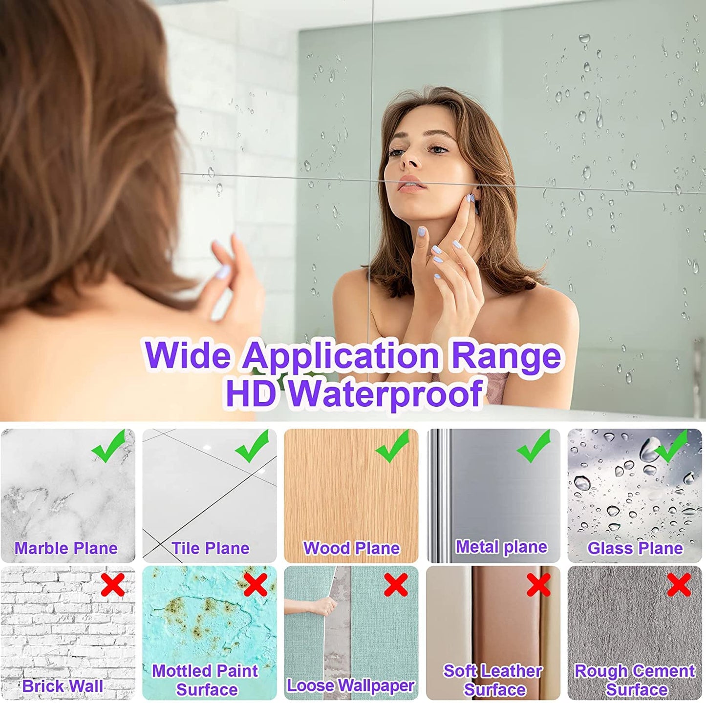 8 Pack Self Adhesive Mirror 30x40cm Adhesive Mirror Tiles 2MM Thick Acrylic Stick On Wall Mirrors Sheets Removable Mirror Stickers for Home Decoration 2