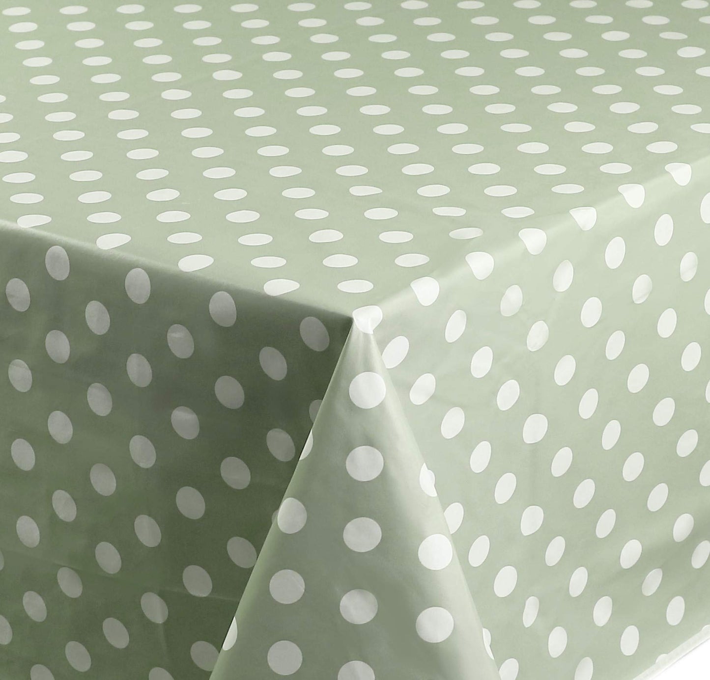 Home Direct Large Rectangular Oilcloth PVC Wipe Clean Tablecloth Table Cover 140cm x 240cm 55x94 Polka Dot (Sage Green) Sage Green