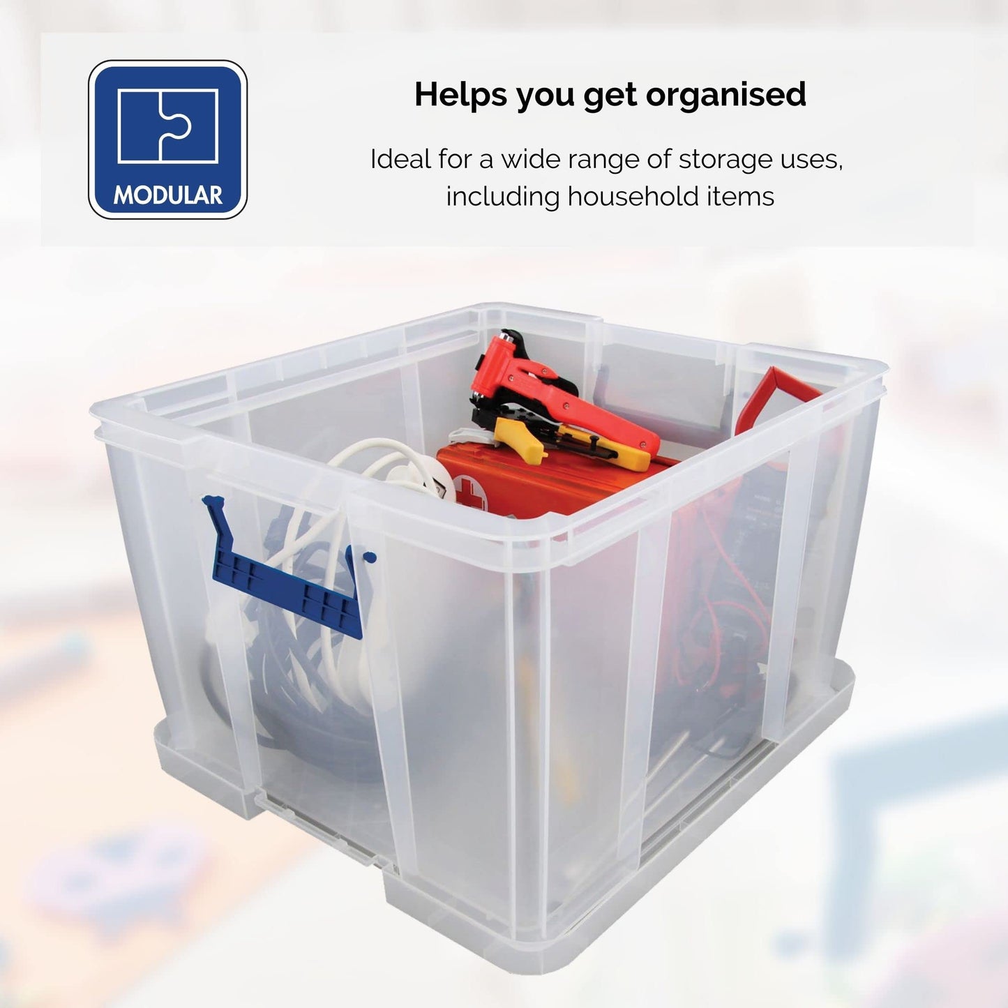 BANKERS BOX 48L Plastic Storage Boxes with Lids. ProStore Super Strong Stackable Plastic Storage Boxes (30 x 41 x 37 cm), Made in the UK, Clear 48 Litre