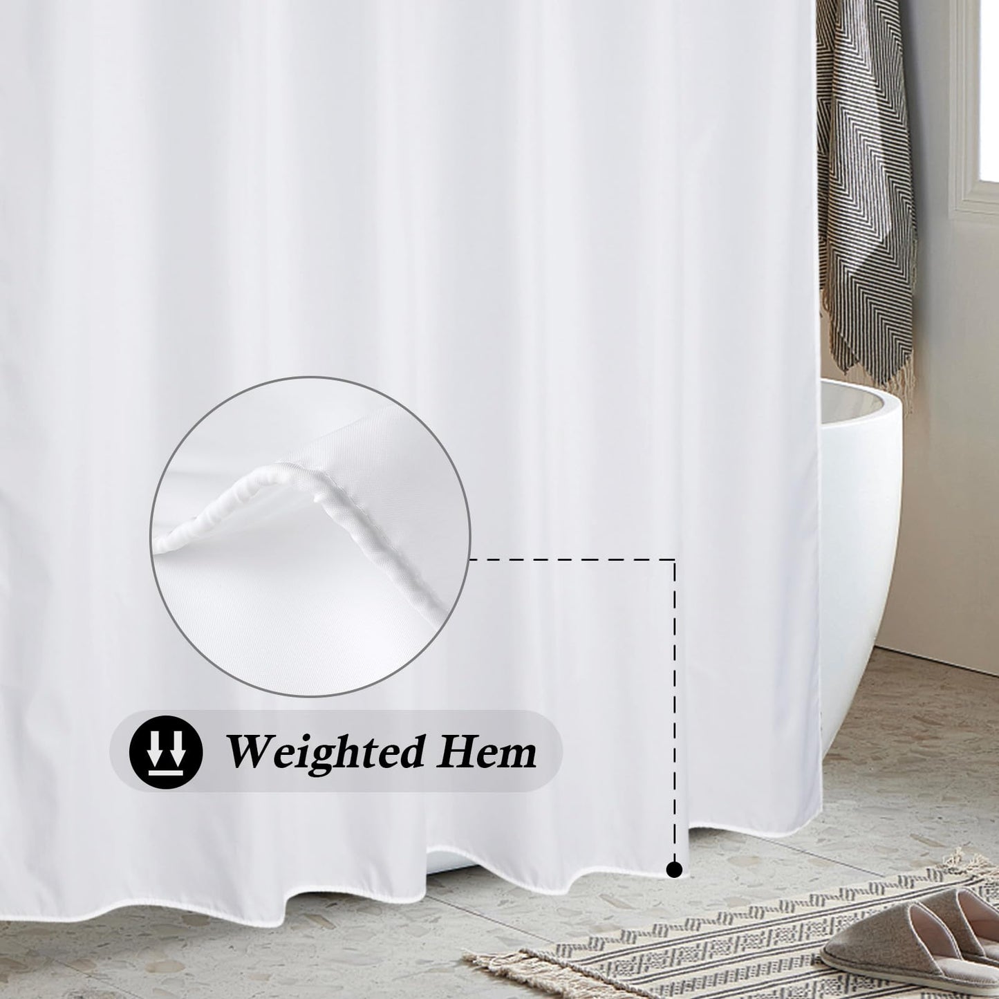 Extra Long Shower Curtains 180 x 210cm drop/72"x 84",Mildew Resistant Bathroom Curtain Shower Water Repellant,White 72"W x 84"L White(pack of 1)