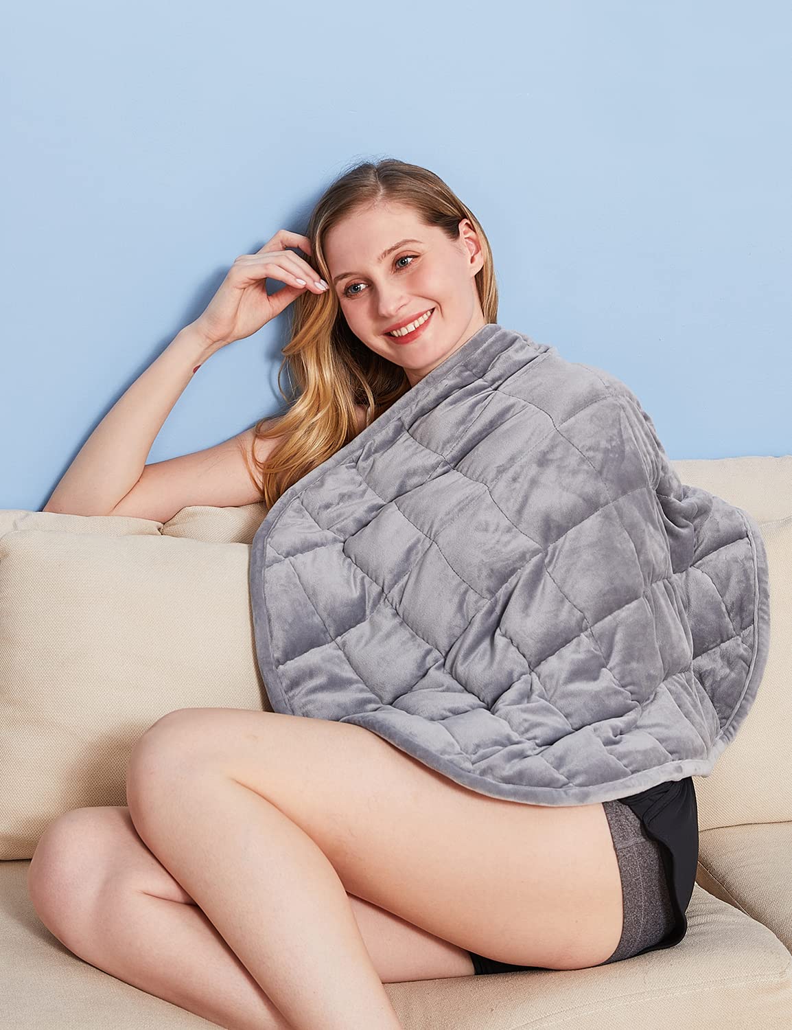 Topblan Weighted Blanket Lap 3kg/7lbs, Small Weighted Blanket Adult, Crystal Velvet Weighted Lap Pad for Adults, Travel Blankets for Sleeping, Relaxing, Machine Washable 60 x 75cm/29 x 24 in, Grey 24''x29''-7lbs(60x75cm-3kg)