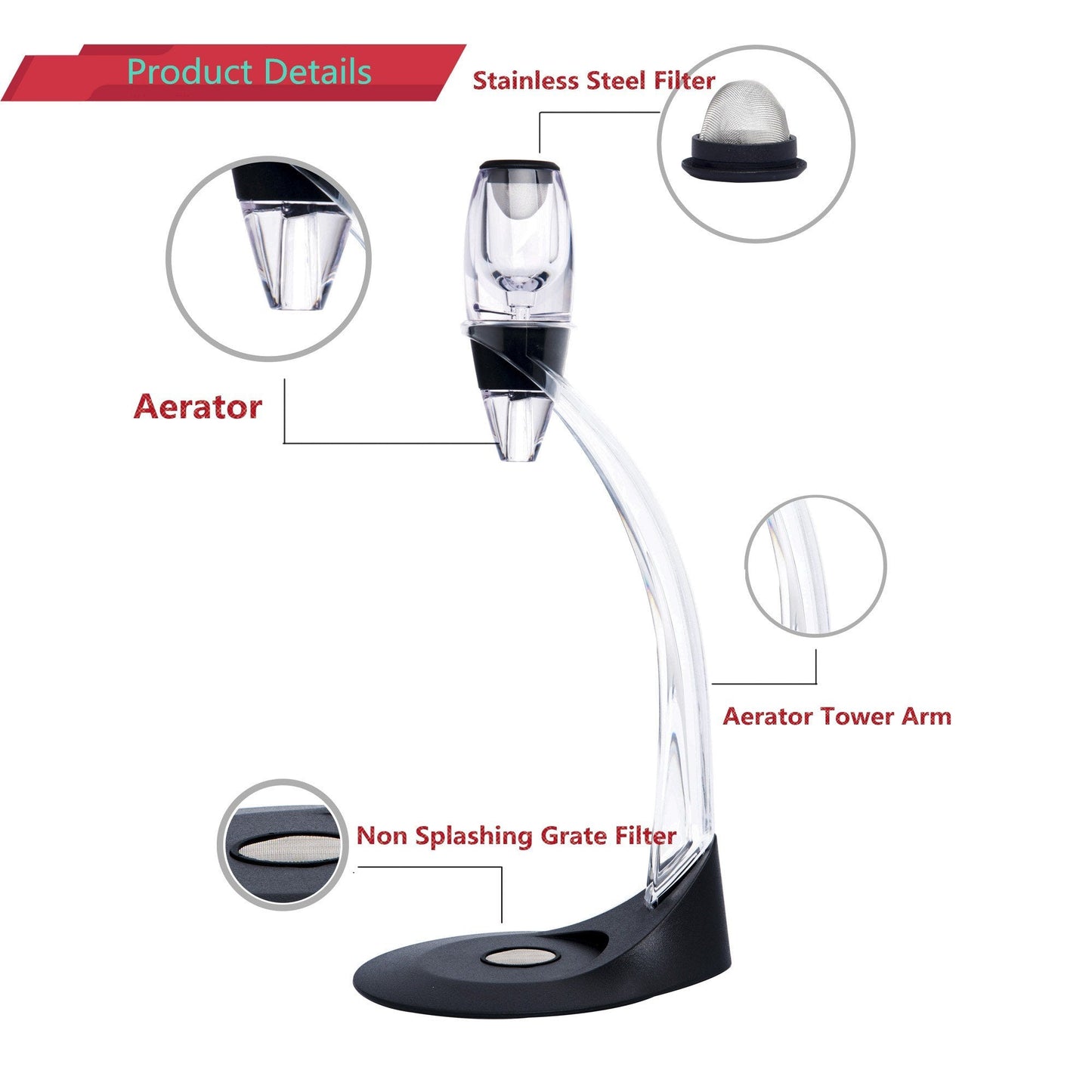 Wine Aerator Wine Decanter - ASOG Wine Decanting Jug with Tower Set and Wine Accessories, Ideal Wine Gift Set