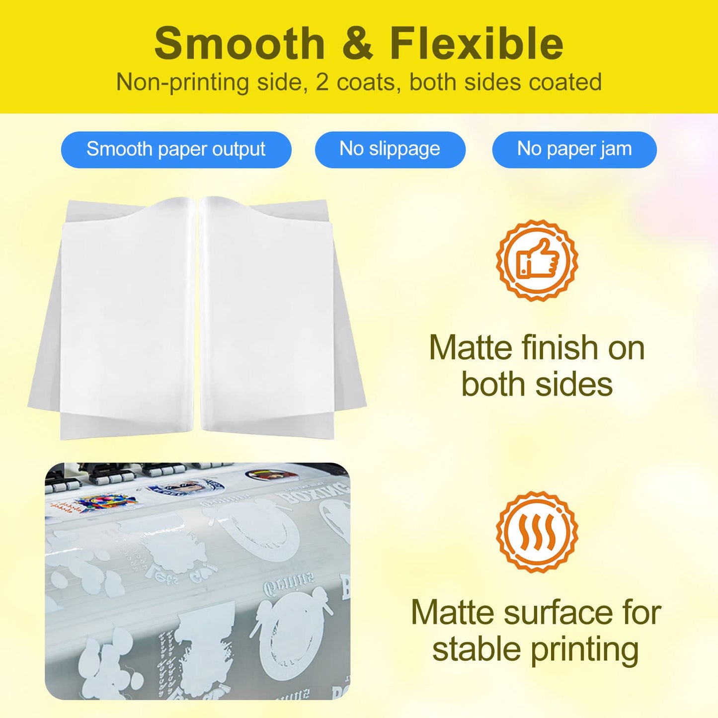 Yamation DTF Transfer Film: A4(210mm×297mm) 50 Sheets Premium Double-Sided Matte Finish PET Transfer Paper Direct to Film Transfer Paper Fort Shirts A4 50sheets