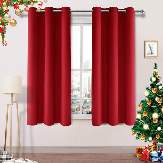 DWCN Blackout Curtains for Bedroom - Thermal Insulated Light Blocking Eyelet Window Curtains for Living Room 46 x 54 inch Length，Red，2 Panels 46"x 54" Red