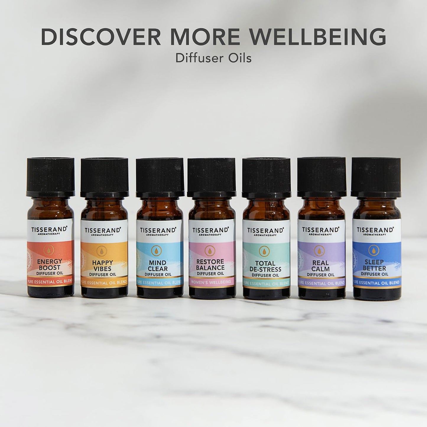 Tisserand Aromatherapy - Total De-Stress - Aromatherapy Diffuser Oil - with Geranium, Nutmeg and Orange - 100% Natural Pure Essential Oils - 9ml Total De-Stress Diffuser Oil