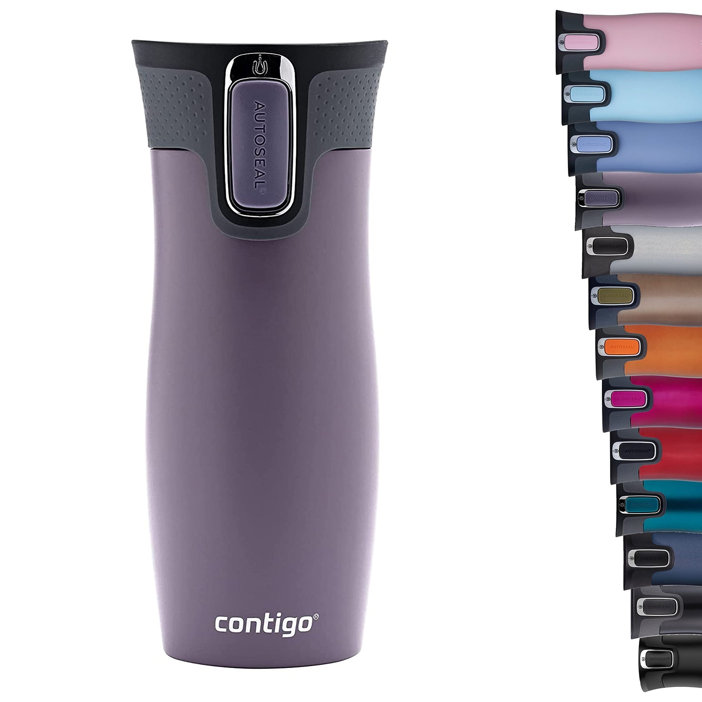 Contigo West Loop Autoseal Travel Mug, Stainless Steel Thermal Mug, Vacuum Flask, Leakproof Tumbler, Coffee Mug with BPA-free Easy-Clean Lid Dark Blum