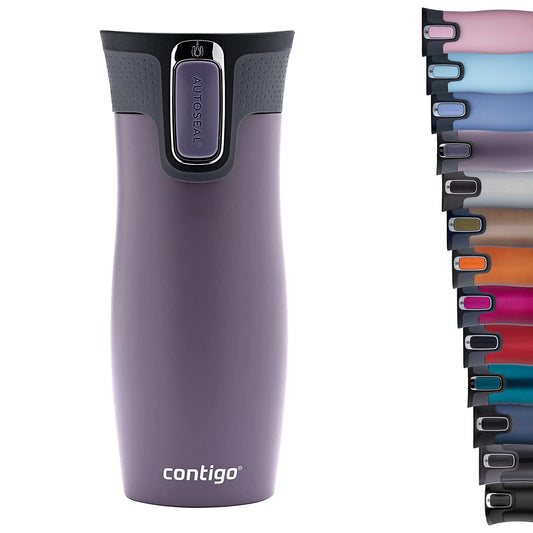 Contigo West Loop Autoseal Travel Mug, Stainless Steel Thermal Mug, Vacuum Flask, Leakproof Tumbler, Coffee Mug with BPA-free Easy-Clean Lid Dark Blum