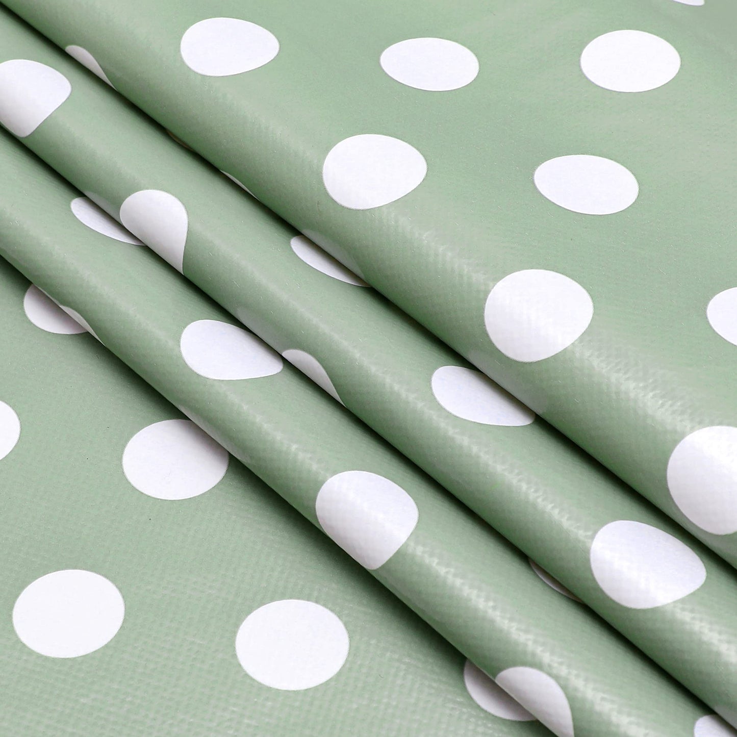 Home Direct Large Rectangular Oilcloth PVC Wipe Clean Tablecloth Table Cover 140cm x 240cm 55x94 Polka Dot (Sage Green) Sage Green