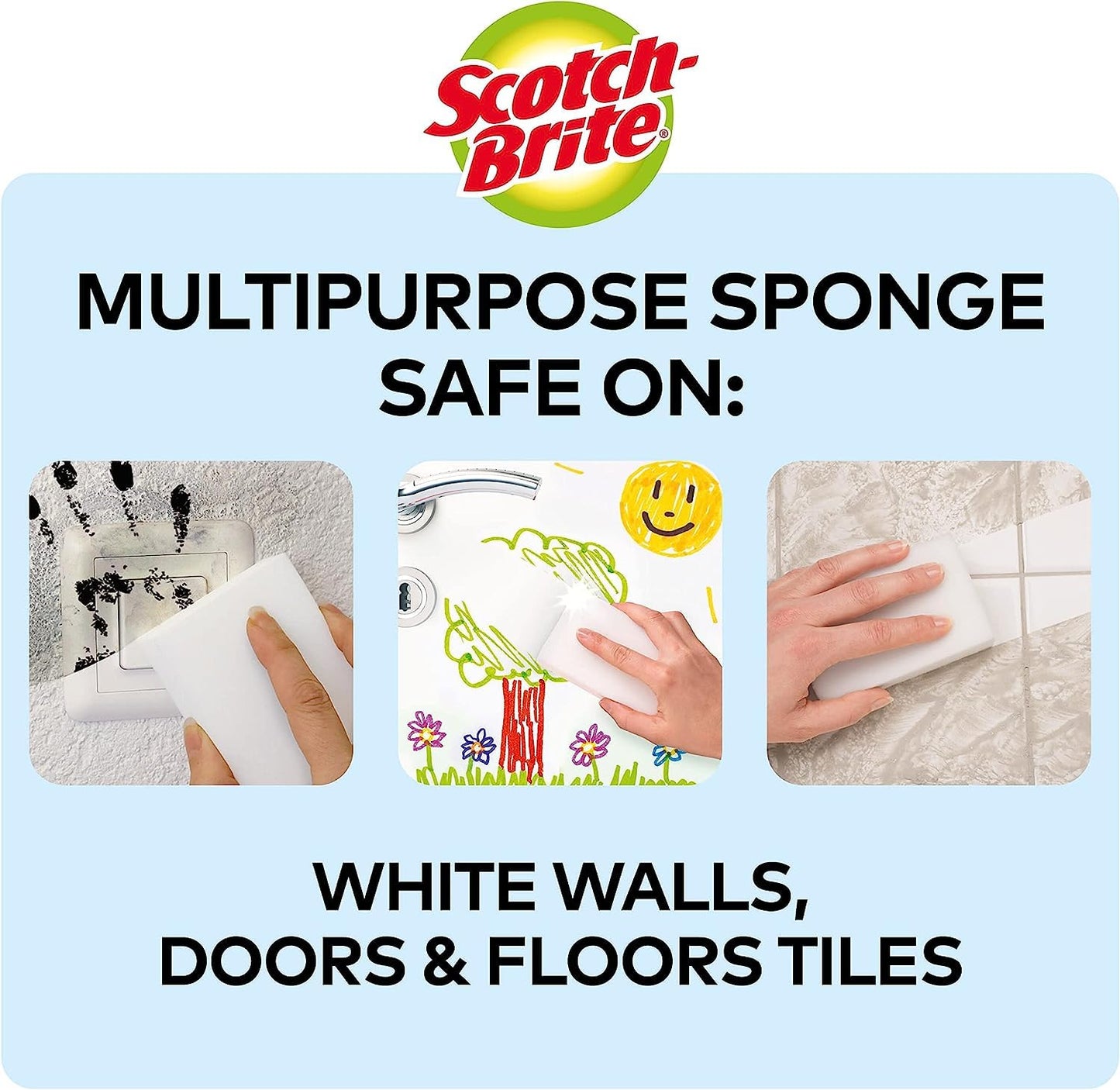 Scotch-Brite Magic Easy Eraser Sponge, 6 Pieces - Removes Variety of Stains and Marks without Chemicals Easy Eraser (Standard Pack)